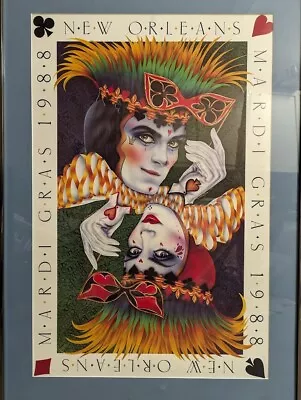 Rare Andrea Mistretta Poster Print 1988 New Orleans Mardi Gras King & Queen Mint • $400