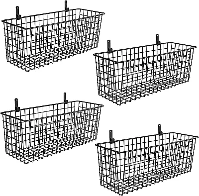 4 Set Extra Large Hanging Wall Basket For Storage Wall Mount Sturdy Steel Wire B • $40.62