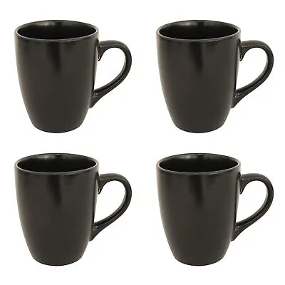 Stoneware Coffee Mugs Set Of 4 Tea Cups Matt Colour Tableware 12oz 350ml • £10.99