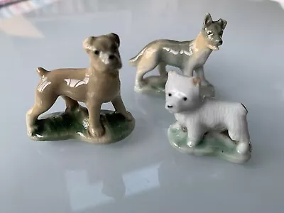 Vintage Wade Whimsies 1st Animals 1950s Dogs X 3 Alsatian Boxer Highland Terri • £4