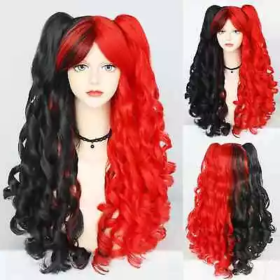 Cosplay Ponytail Wig Synthetic Long Colored Curly  Wig With Double Ponytails • $45.78