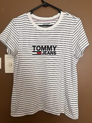 Womens Tommy Jeans Hilfiger Size Small White Stripe Shirt  • $20.20