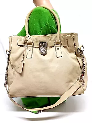 Michael Kors Hamilton Ivory Leather Satchel Shoulder Handbag • $19.99