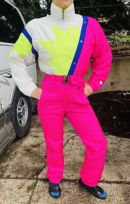 $229.99 • Buy Vintage 90’s Fera Hot Pink Winter Ski Barbie Snow Suit Women’s Size Small
