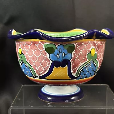 HERNANDEZ “HZ” PUE MEX Puebla Mexico Hand Painted Art Pottery Talavera Bowl • $15