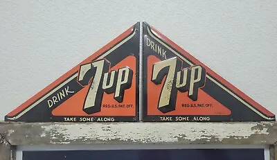 VERY RARE Original Drink 7up  Take Some Along  Door Kick Push Tin Metal Sign • $2200