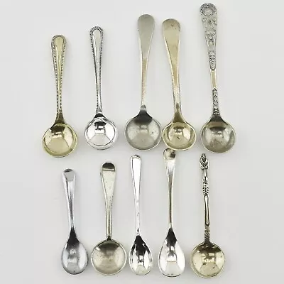 10x Antique EPNS Salt Spoons Silver Plated Condiment Mustard Sterling Plate • £14.99