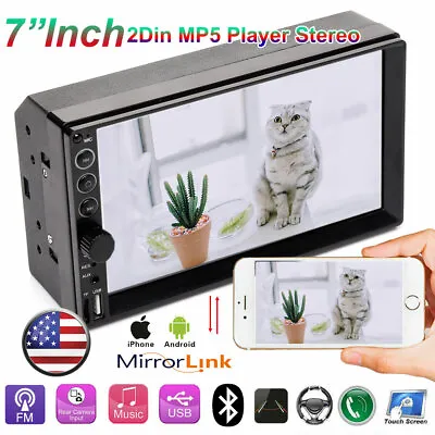 Double 2Din Car Stereo Touch Screen Bluetooth FM Radio 7  Mirror Link For GPS • $39.14