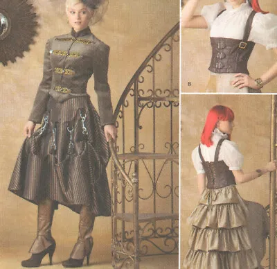 Simplicity 1558 Steampunk Jacket 2 Skirts Lace-up Corset Spats Pattern 14-22  • $6.40