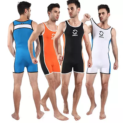 £20.33 • Buy Mens Wrestling Singlet Jumpsuit Stretch Bodysuit Leotard Briefs Underwear M-XL