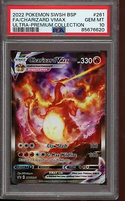 PSA 10 GEM MINT Pokemon Charizard VMAX SWSH Premium #261 2022 • $82.56