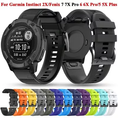 Silicone Watch Band Strap For Garmin Fenix 7 7X 6 6X Pro 5 5X  Instinct 2X Solar • $9.99