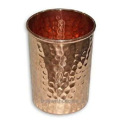 Hammered Drinking Tumbler Handamde Copper Water Glass Cup Health Benefits 300ML • $8.88