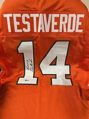 Vinny Testaverde #14 Custom Sewn Autographed Miami Hurricanes Jersey Beckett • $80