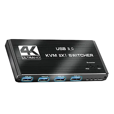 4K 2 In 1 Out HDMI Kvm Switch 2x1 Dual Monitor USB 3.0 HDMI KVM Switcher • $40.16