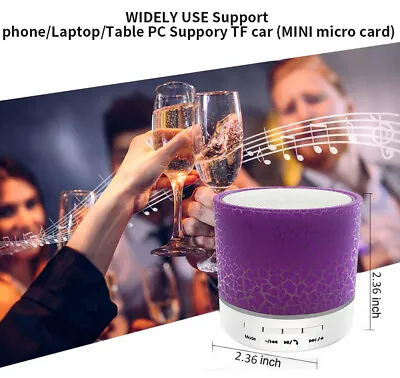 Mini Rechargeable Bluetooth Wireless Luminous Speaker Super Bass For Cell Phones • $6.28
