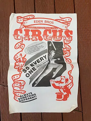 Vintage Australian Poster Eden Bros Circus 1980’s? Red D1 • $49.99