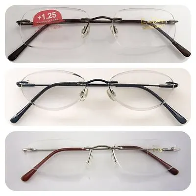 £42.99 • Buy Superb Quality Rimless Reading Glasses/Spring Hinges/Stainless Steel Arms*
