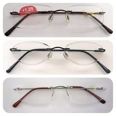 £42.99 • Buy Superb Quality Rimless Reading Glasses/Spring Hinges/Stainless Steel Arms*