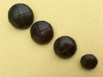 CHESTNUT BROWN GENUINE LEATHER FOOTBALL BUTTONS - 4 SIZES 16mm 22mm 25mm 30mm • £4.25