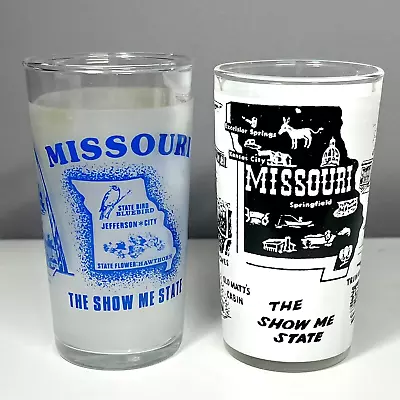 Vintage Hazel Atlas & Anchor Hocking Missouri State Map Souvenir Glasses - Set/2 • $15