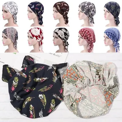 Women Scarf Beanie Turban Hat Printed Headwear Cancer Chemo Hat Head Wrap Cap • £5.05