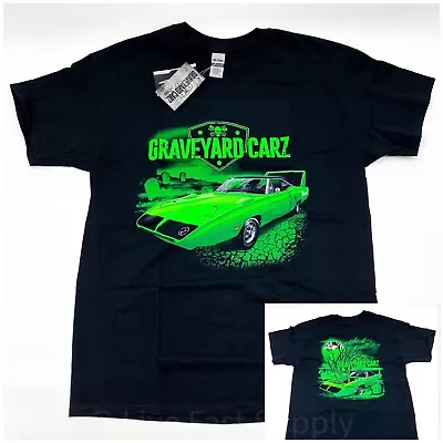 Graveyard Carz T-Shirt - Black W/ Green Plymouth Superbird Restored (Licensed) • $21.95