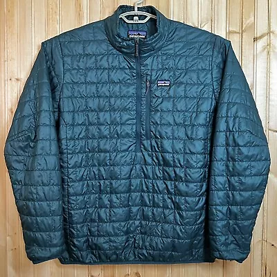 Patagonia Primaloft Nano Puffer 1/2 Zip Pullover Insulated Dark Teal Sz XL FLAWS • $129.99