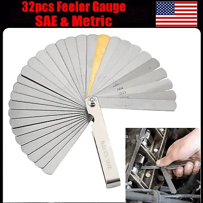 32 Blade Feeler Gauge Dual Metric & SAE Reading Combination Gap Thickness Tool  • $6.89