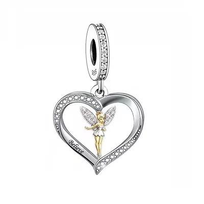 $31.99 • Buy S925 Silver & 14K Gold PL Tinkerbell Believe Fairy Charm  -YOUnique Designs