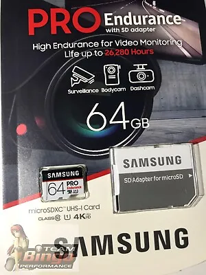 SAMSUNG PRO Endurance Genuine 64GB HD 4K UHS-1 Micro SD Card Class 10 Dash Cam • $55