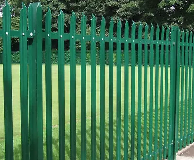 13.75mtrs 2.4m High Palisade Security Fencing Galv.& PPC GREEN (Job Lot 9) • £630