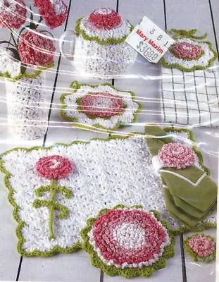 Mary Maxim Crochet Carnation Kitchen Kit 9 Beautiful Designs Htf • $29.95