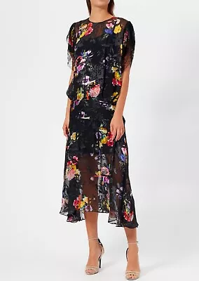 Preen By Thornton Bregazzi Satin Devoré/Lace Leonora Dress - Black Posy • $322.34