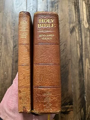 1979 LDS Mormon Tan Calfskin Leather Triple & Bible  7-1/2  X 5-1/4  • $38.99