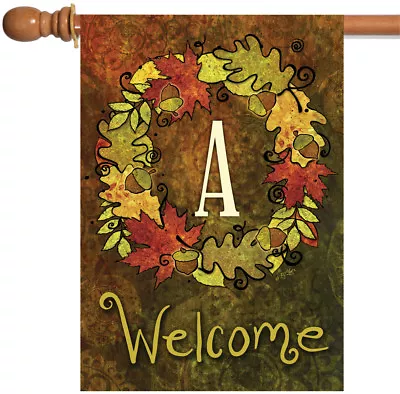 Toland Fall Wreath Monogram 28x40 Autumn Welcome Initial House Flag • $15.98