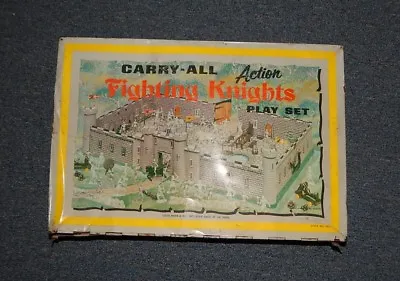 Louis MARX Carry-All FIGHTING KNIGHTS Action Play Set Soldiers Horse R14673 • $209.97