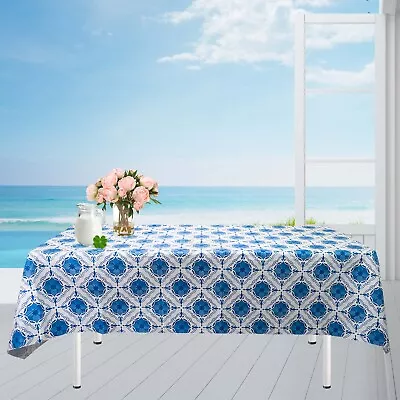 Rectangle Vinyl Flannel Backed Tablecloths Heavy Duty Waterproof Table Cover • $12.99