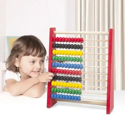 Wooden Calculation Bead Red Blue Counting Durable Calculation Rack  Kid Toys • £5.71