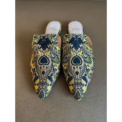 J CREW Multicolor Embroidered Mule Flats Sz 5.5 NEW • $45