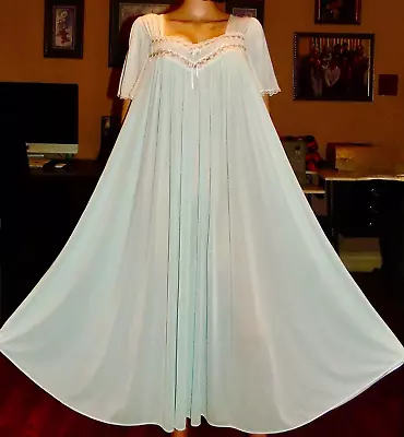 Vintage Long Full Bust Nylon & Lace Nightgown Lg-xl-bust 52 • $31