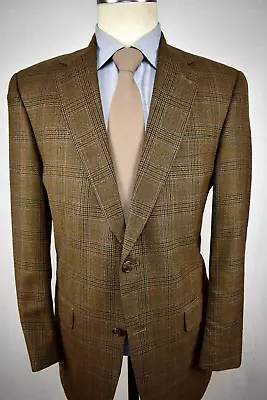 Hart Schaffner Marx Brown/Blue Plaid Wool Two Button Sport Coat Size: 39R • $129