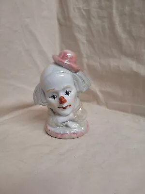 Vintage Luster Clown Figurine.  5 1/4  Tall With Pink Hat. • $8