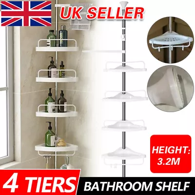 £12.95 • Buy 4 Tier Telescopic Bathroom Wall Corner Shelf Rack Shower Caddy Storage Organizer