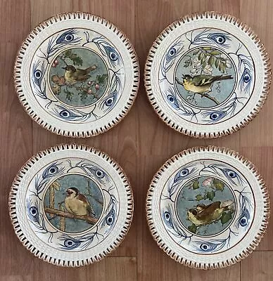4 Minton Reticulated Porcelain Handpainted Bird Plates 19th Century 9” • $69