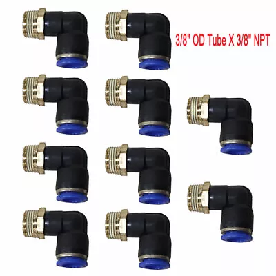 3/8  OD Tube X 3/8  NPT 10Pcs Pneumatic Male Elbow Push To Connect Air Fittings • $14.88