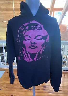 Marilyn Monroe Hooded Fleece Lined Pullover Sweatshirt Black & Pink Size Medium • $10.99