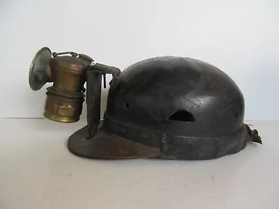 Vintage 1930's T. R. Jones Coal King Miner's Helmet W/ Auto Lite Carbide Lamp • $134.95