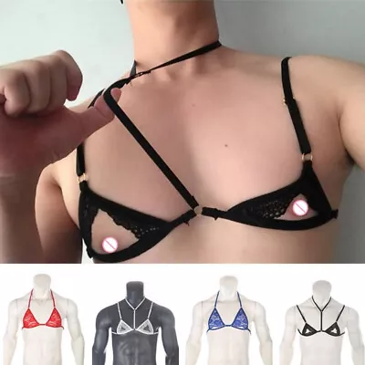 Men's Sexy Underwear Bralette Lace Sexy Bra Vest Lingerie Camisole Crop Tops • $5.93