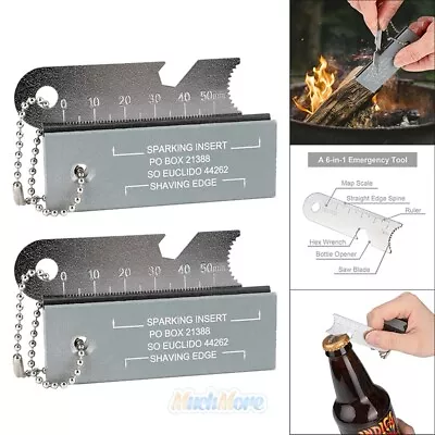 2x Magnesium Flint Fire Starter - 6in1 Survival Firesteel Blocks With Striker • $13.99